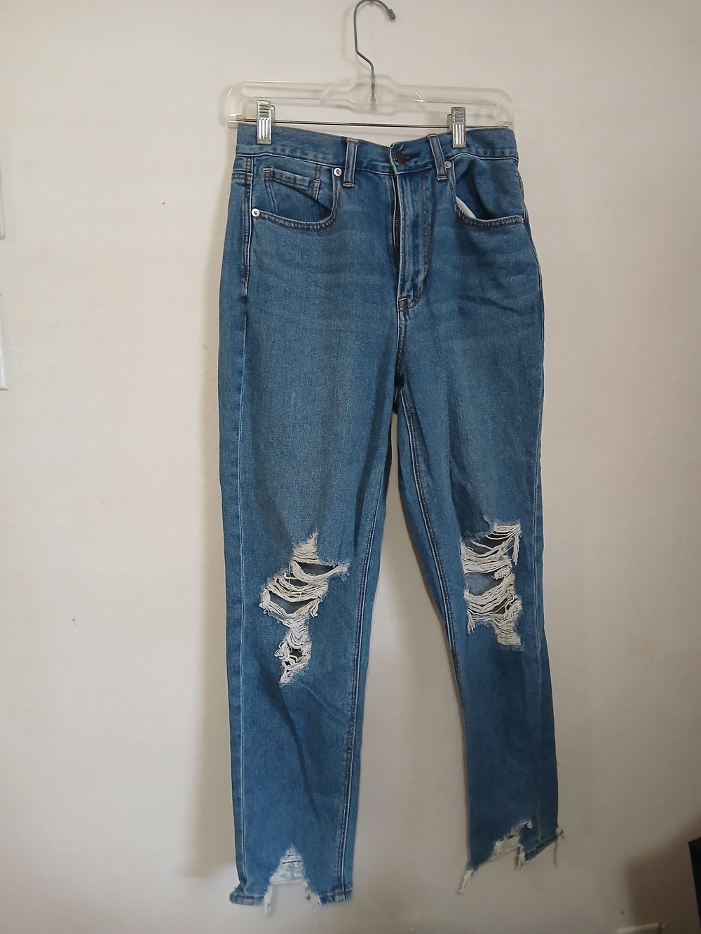 Distressed Blue Women's High-Rise Ripped Jeans